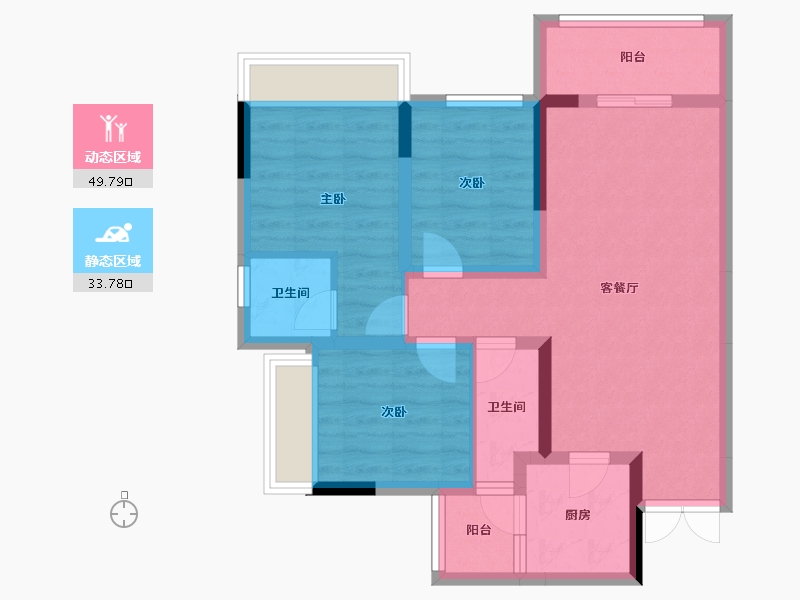 四川省-攀枝花市-龙信·澜公馆-73.40-户型库-动静分区