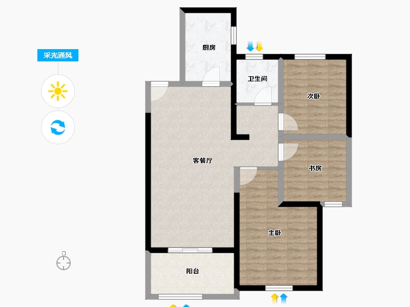 江苏省-宿迁市-金鹰国际花园·上苑-89.60-户型库-采光通风