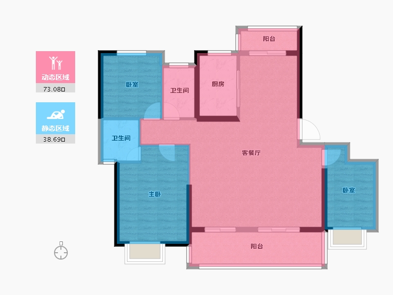 湖北省-荆州市-信达·江城壹号-101.08-户型库-动静分区