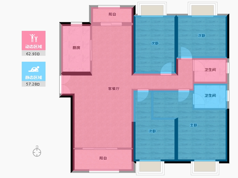 湖南省-湘潭市-致地昭华府-106.83-户型库-动静分区