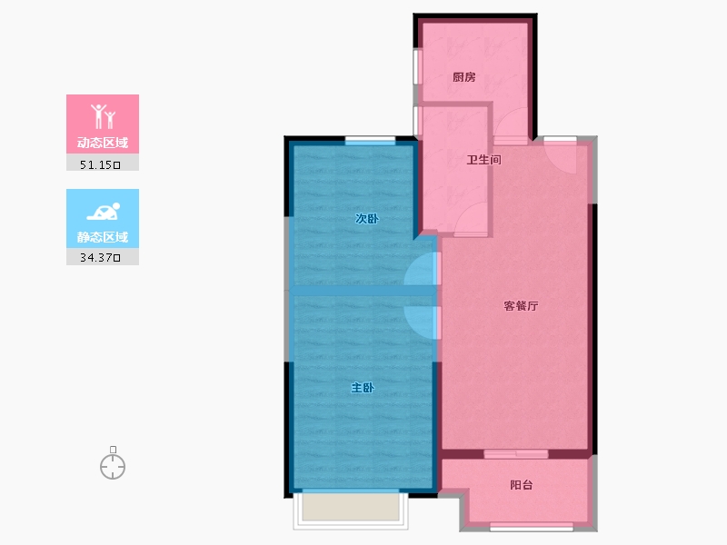 江苏省-宿迁市-金鹰国际花园·上苑-76.80-户型库-动静分区