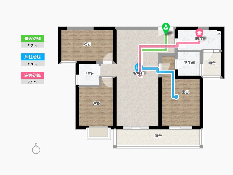 云南省-玉溪市-颐和翡翠府-87.43-户型库-动静线