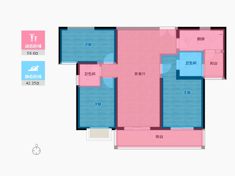 云南省-玉溪市-颐和翡翠府-87.43-户型库-动静分区