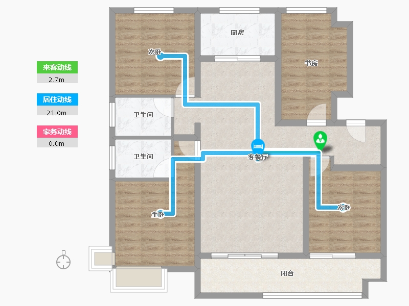 安徽省-滁州市-凤阳华地公馆-106.96-户型库-动静线