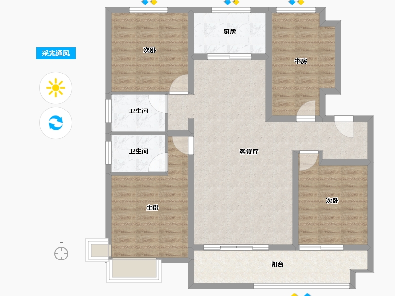 安徽省-滁州市-凤阳华地公馆-106.96-户型库-采光通风