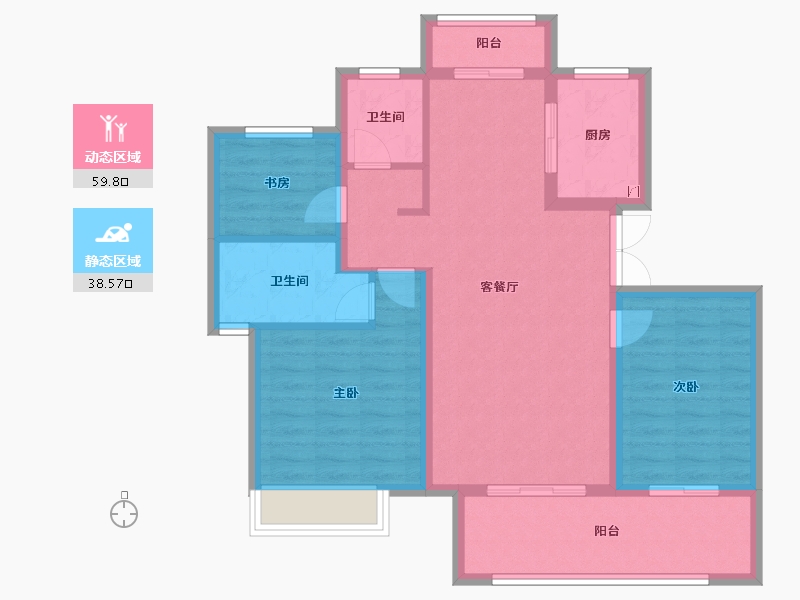 安徽省-黄山市-嘉源十九著-88.00-户型库-动静分区