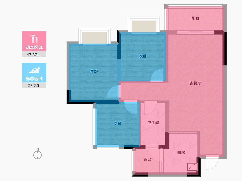 四川省-内江市-邦泰·大学城1号-66.02-户型库-动静分区