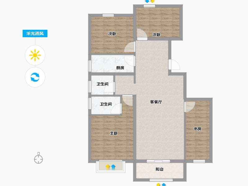 河北省-秦皇岛市-唐韵雲起墅-103.82-户型库-采光通风