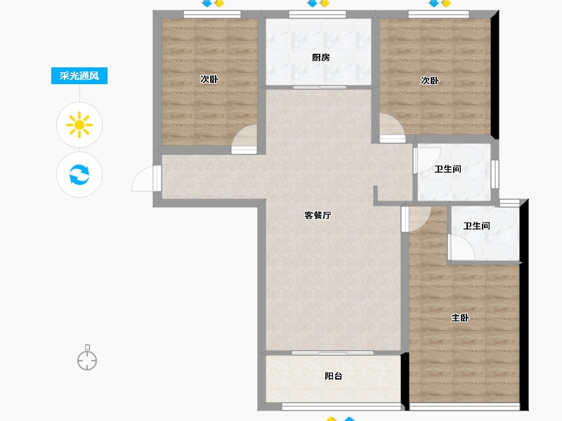 山东省-菏泽市-金河1号-95.20-户型库-采光通风