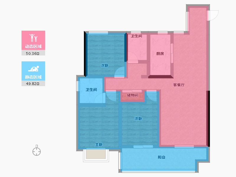 安徽省-宿州市-万成·桂花园-87.45-户型库-动静分区