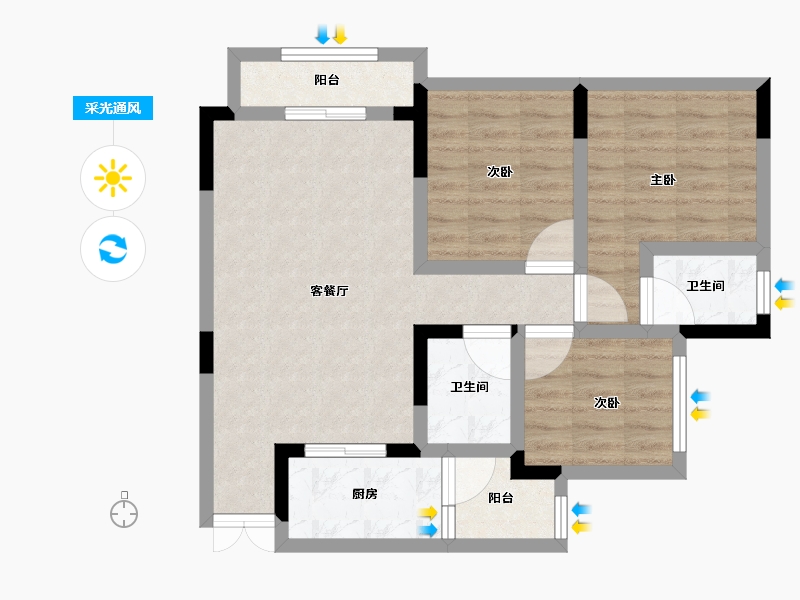 四川省-宜宾市-合信古宋金街-70.30-户型库-采光通风