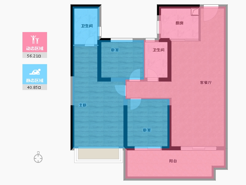 广东省-河源市-碧桂园凤凰名筑-86.40-户型库-动静分区