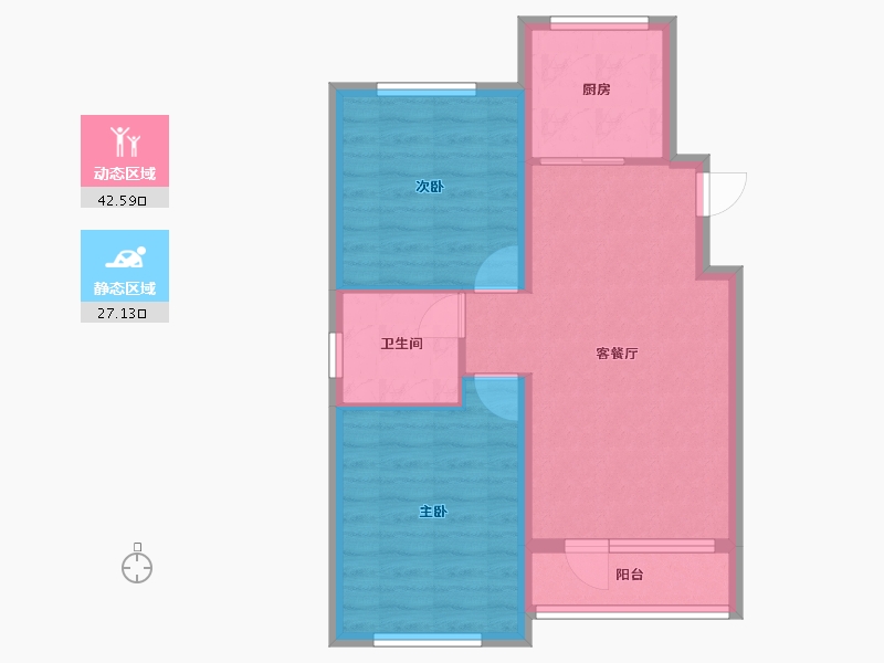 辽宁省-锦州市-东一锦绣蓝湾-62.27-户型库-动静分区