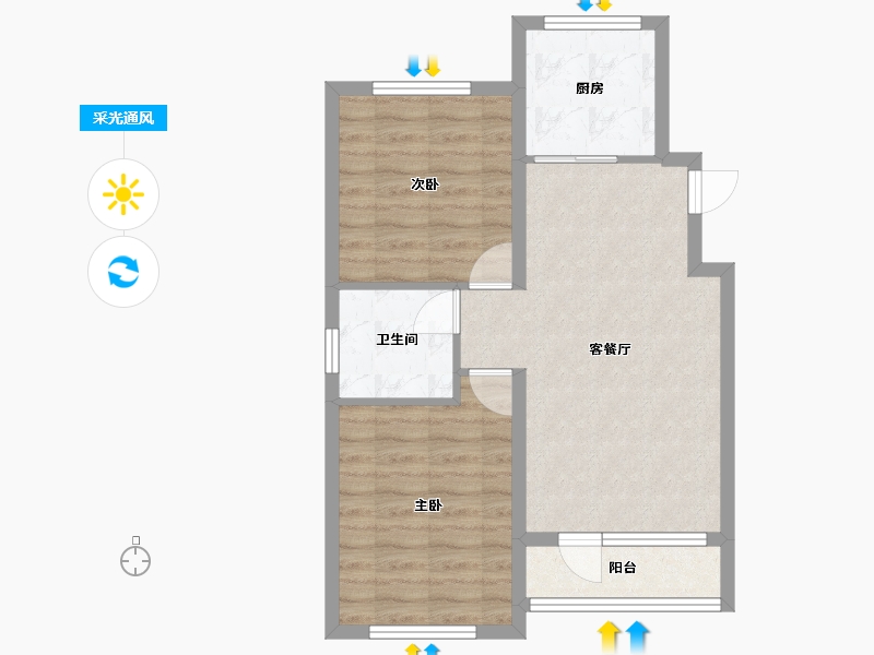 辽宁省-锦州市-东一锦绣蓝湾-62.27-户型库-采光通风