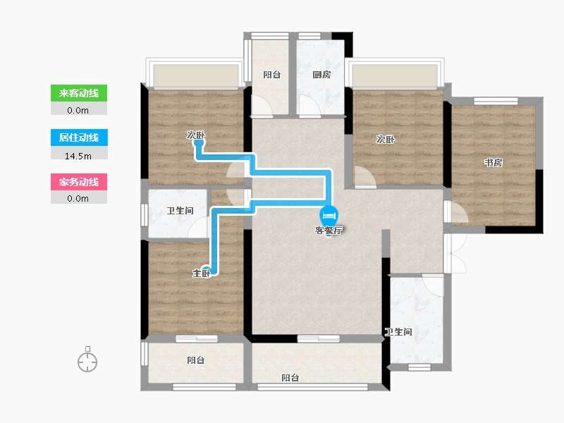 湖北省-咸宁市-鹏成新都汇-101.60-户型库-动静线