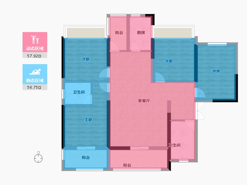 湖北省-咸宁市-鹏成新都汇-101.60-户型库-动静分区