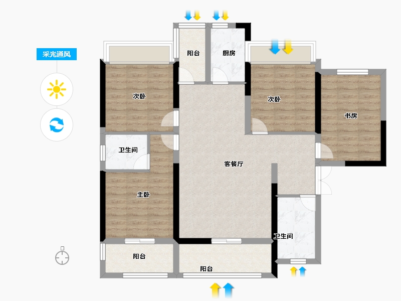 湖北省-咸宁市-鹏成新都汇-101.60-户型库-采光通风