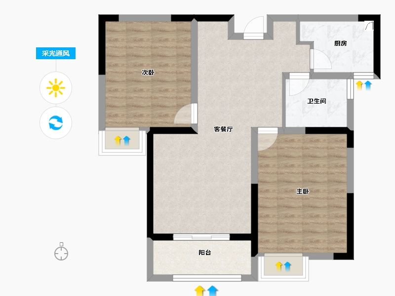 江苏省-连云港市-新海岸·熙墅湾-74.40-户型库-采光通风