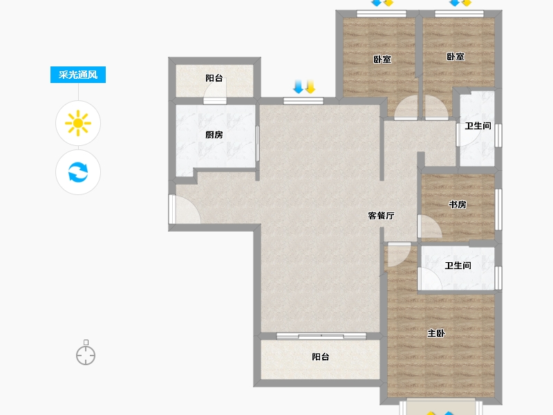 山东省-济宁市-济宁恒大御峰-101.36-户型库-采光通风