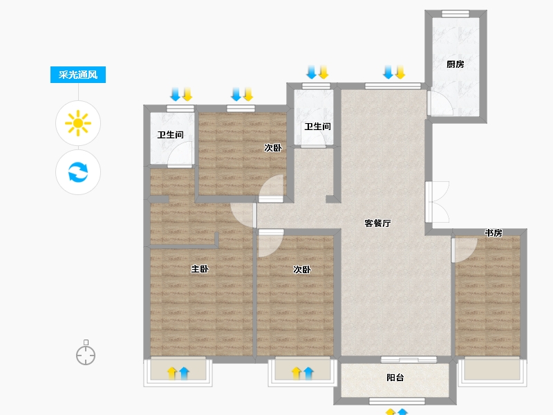 河北省-秦皇岛市-唐韵雲起墅-111.19-户型库-采光通风