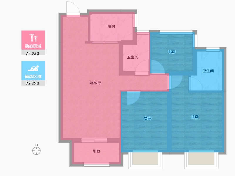 浙江省-嘉兴市-中天钱塘玥-62.79-户型库-动静分区