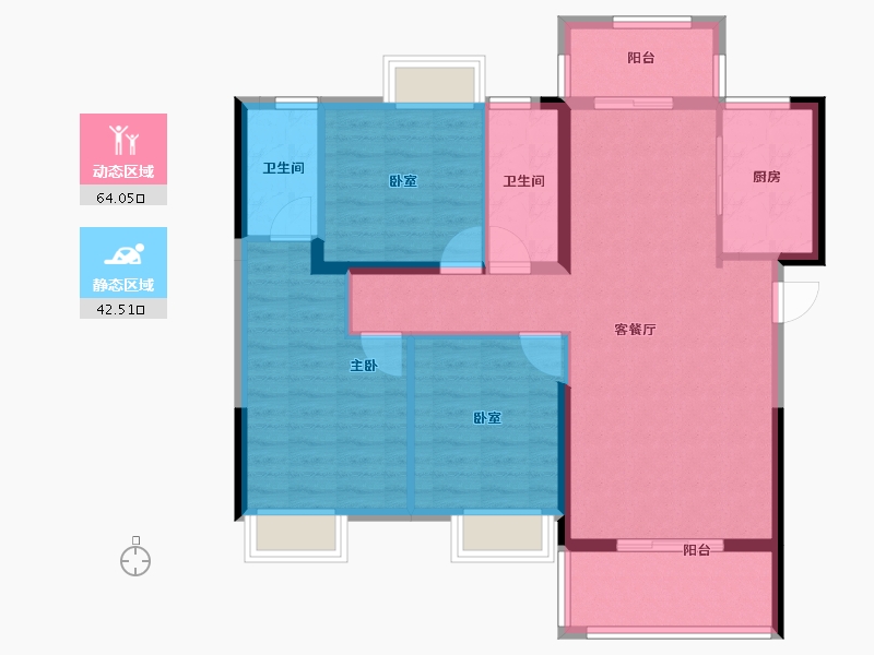 湖北省-咸宁市-三胜御府-96.00-户型库-动静分区