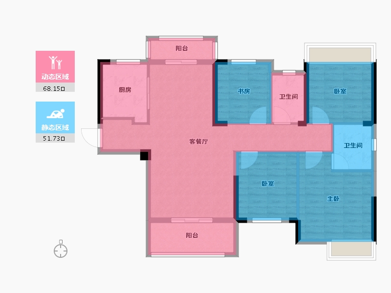 湖北省-荆州市-九坤锦沙澜台-108.00-户型库-动静分区