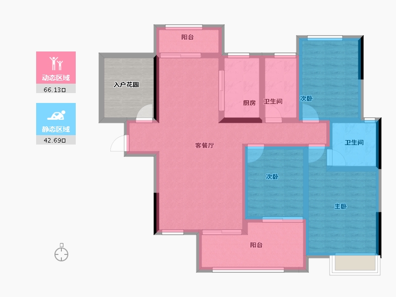 湖北省-荆州市-白云城青峯水岸-103.34-户型库-动静分区