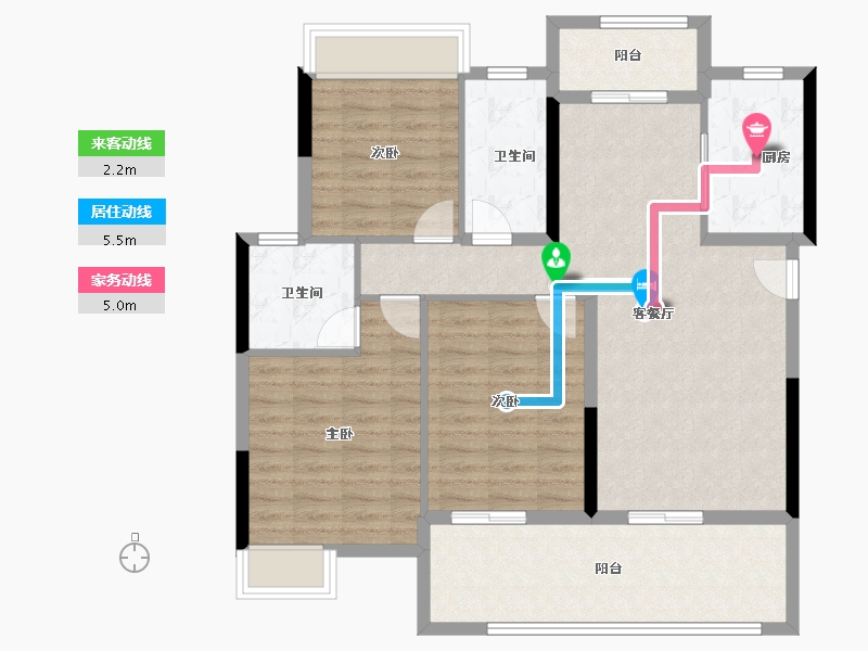 湖北省-荆门市-洋丰·长宁锦园-103.05-户型库-动静线