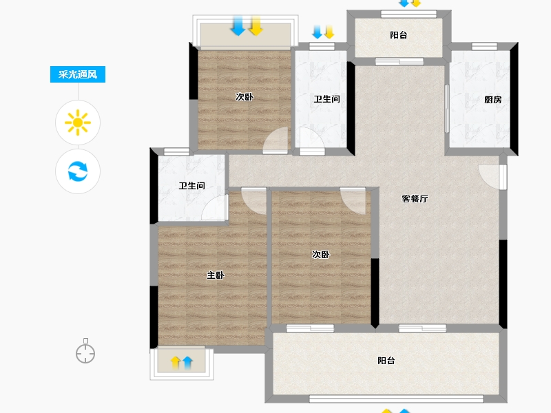 湖北省-荆门市-洋丰·长宁锦园-103.05-户型库-采光通风