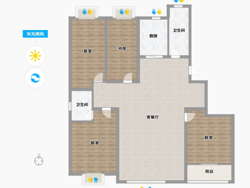 山东省-潍坊市-九州方园国际-160.64-户型库-采光通风