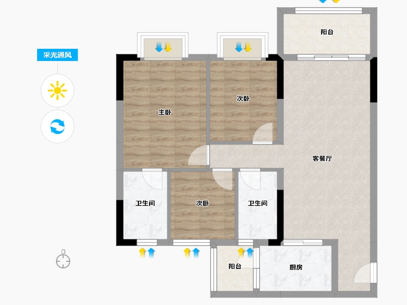 广东省-清远市-翔隆·七色城邦-79.48-户型库-采光通风