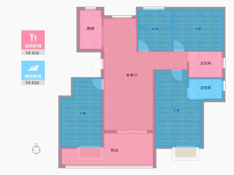 安徽省-黄山市-鑫基·尚紫台-102.94-户型库-动静分区