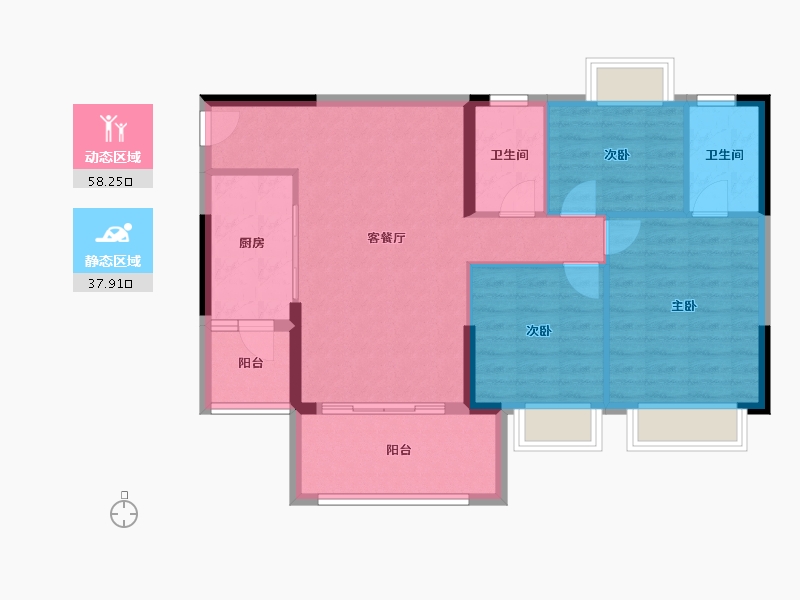 广东省-清远市-翔隆·七色城邦-86.87-户型库-动静分区