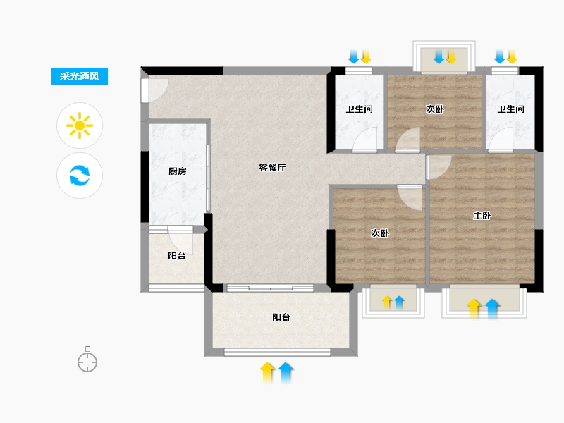 广东省-清远市-翔隆·七色城邦-86.87-户型库-采光通风