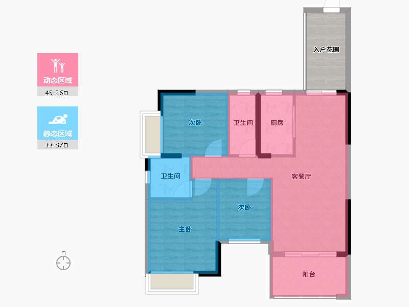 广东省-江门市-蓬江玉圭园-78.43-户型库-动静分区