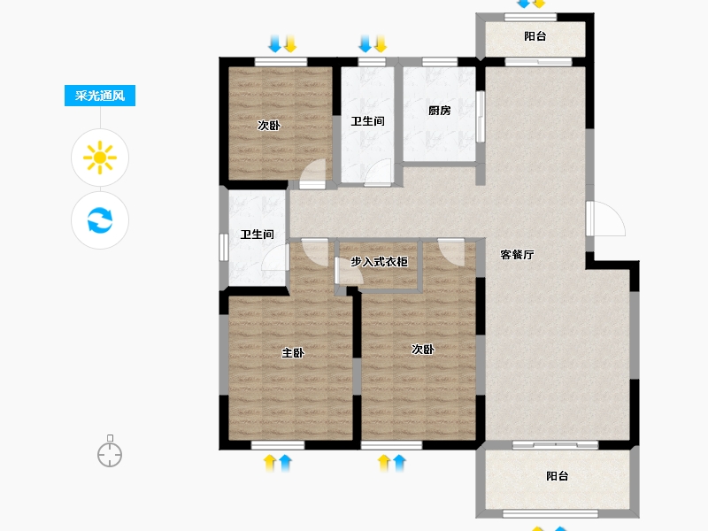 山东省-济宁市-裕隆·圣都花园-125.82-户型库-采光通风