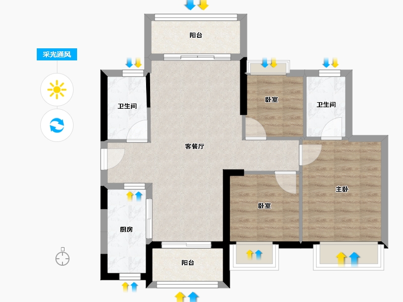 河南省-鹤壁市-时代春树里—期-70.13-户型库-采光通风