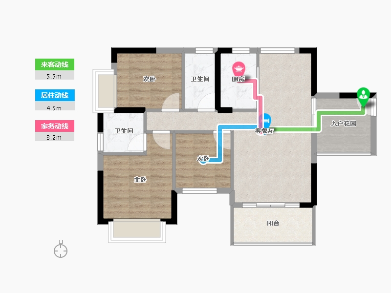 广东省-江门市-蓬江玉圭园-71.73-户型库-动静线