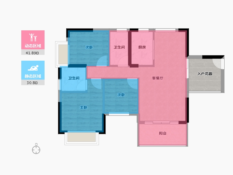 广东省-江门市-蓬江玉圭园-71.73-户型库-动静分区