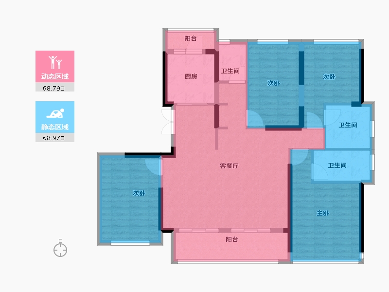 福建省-福州市-中茵天俊玖珑台-124.00-户型库-动静分区