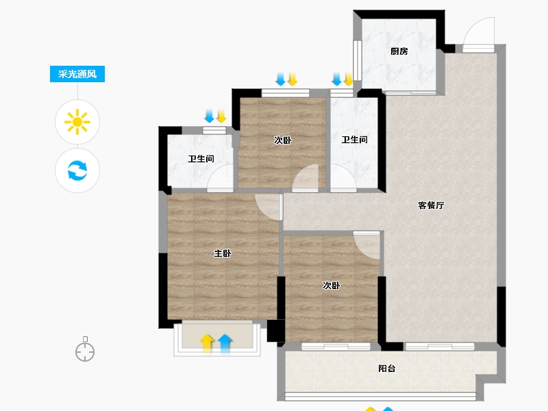 福建省-莆田市-铜锣湾万达广场-80.66-户型库-采光通风