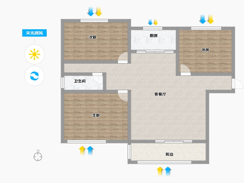 山东省-济宁市-龙翔御书坊-110.96-户型库-采光通风