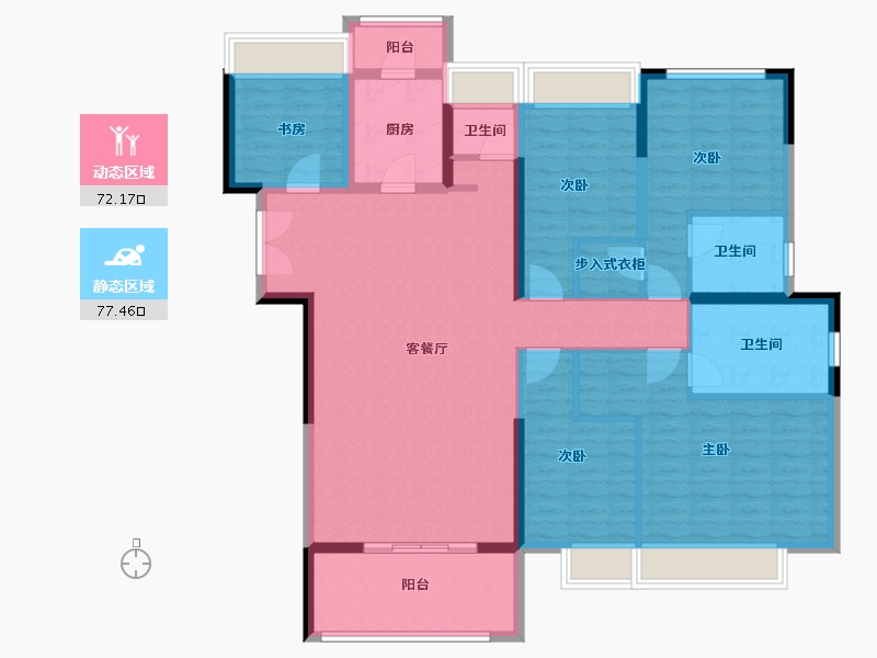 贵州省-黔东南苗族侗族自治州-冠顺山江华府-134.40-户型库-动静分区