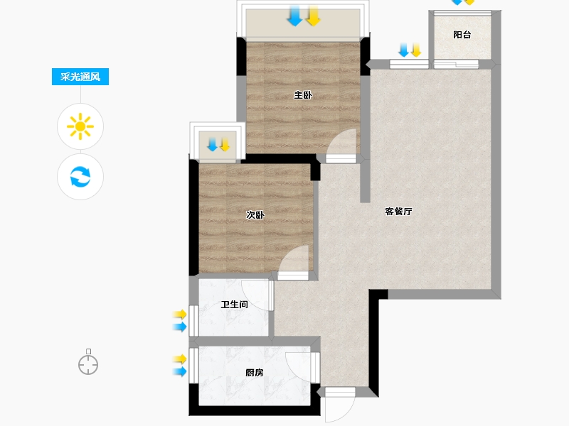 四川省-攀枝花市-龙信·翡翠湾-54.19-户型库-采光通风