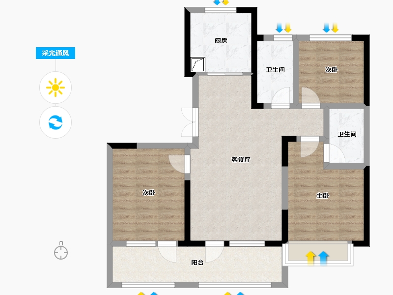 山东省-青岛市-檀府锦园-90.00-户型库-采光通风