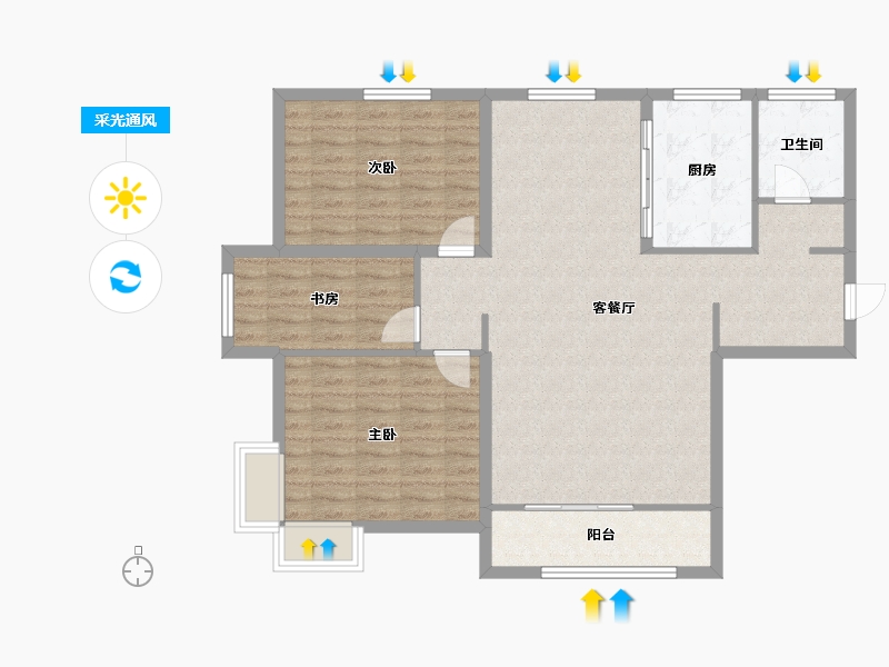 山东省-济宁市-天安·芝籣公馆-104.59-户型库-采光通风