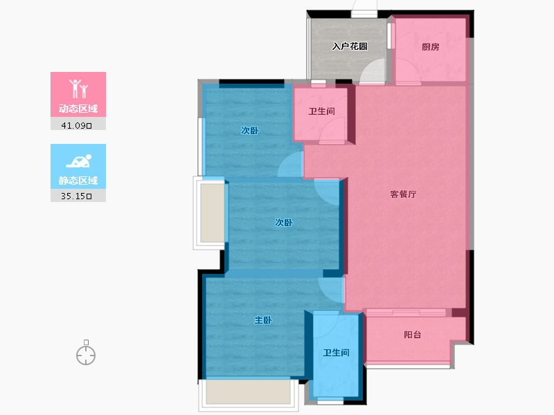 广东省-清远市-中唯·帝景湾-72.37-户型库-动静分区