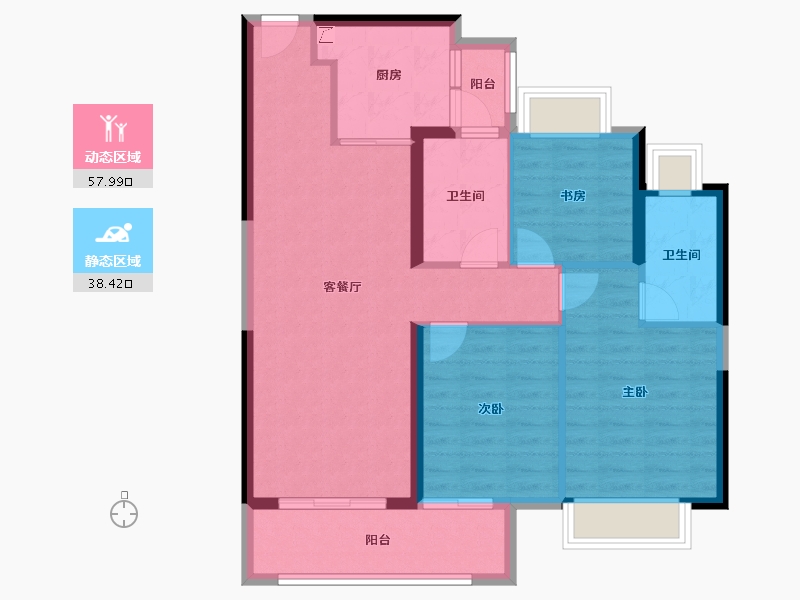 云南省-昆明市-中海寰宇天下-86.41-户型库-动静分区