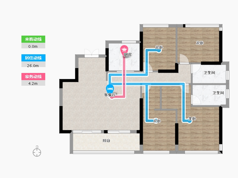 福建省-福州市-中茵天俊玖珑台-108.00-户型库-动静线